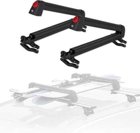 Ski and Snowboard Roof Racks with Anti-Theft Lock, 24.3" Universal Ski Roof Rack Carrier - Fits 6 Pairs Skis or 4 Snowboards, Black in Saudi Arabia