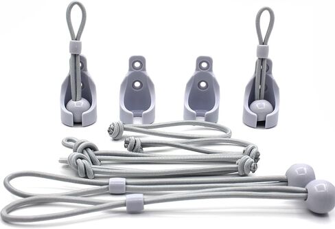 2 Pack Roller Shade Tie Downs Curtains Tie Back with Holder Receivers Wall Mount Bungee Cords for Exterior Outdoor Deck Patio Pergola Porch Living Room (2 Pack) (Gray, Circle) in Saudi Arabia