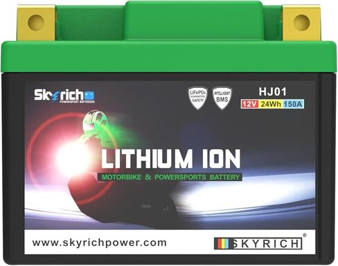 بطارية ليثيوم Skyrich HJ‑01 LiFePO4 للدراجة النارية | قطعة غيار أصلية أصلية قابلة لإعادة الشحن 12 فولت 2AH 150CCA قابلة لإعادة الشحن، تناسب سكوتر كاواساكي وعربة الثلج والدراجات الترابية للطرق الوعرة ورياضات الطاقة in Kuwait