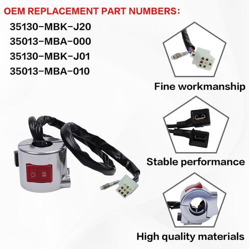 VT750 Right Start Stop Kill Control Switch Compatible with Honda Shadow ACE 750 VT750 VT750C VT750CD 1998-2003 Replaces 35130-MBK-J01 35013-MBA-010 35130-MBK-J20 35013-MBA-000 in Saudi Arabia