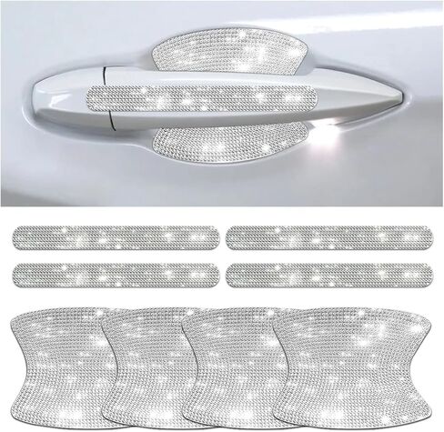 8PCS Bling Car Door Handle Decal, Bling Rhinestones Auto Door Handle Scratch Protector Stickers, Vehicle Exterior Shiny Sticker Decor Accessories, Universal for SUV, Truck, RV in Saudi Arabia