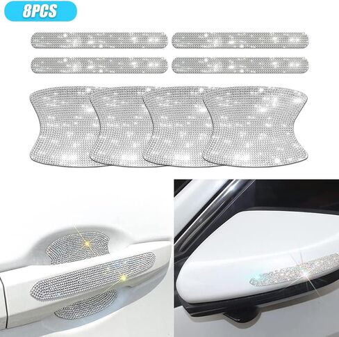 8PCS Bling Car Door Handle Decal, Bling Rhinestones Auto Door Handle Scratch Protector Stickers, Vehicle Exterior Shiny Sticker Decor Accessories, Universal for SUV, Truck, RV in Saudi Arabia