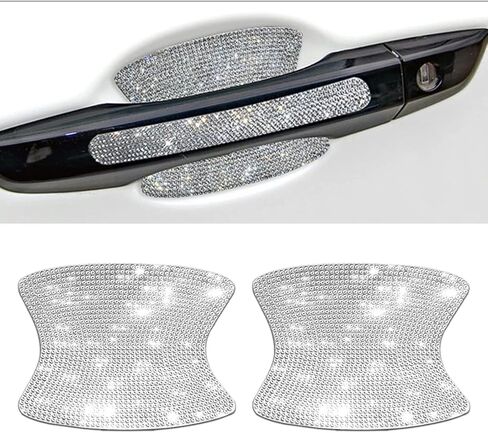 8PCS Bling Car Door Handle Decal, Bling Rhinestones Auto Door Handle Scratch Protector Stickers, Vehicle Exterior Shiny Sticker Decor Accessories, Universal for SUV, Truck, RV in Saudi Arabia