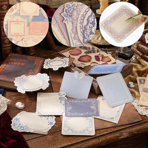 Vintage Scrapbook Paper Set, 120 Pcs Decorative Craft Paper for Junk Journaling, Scrapbooking Supplies Kit with Embossed Patterns, 4 Colors Cardstock for DIY Projects (Blue Pink Purple Green) in Saudi Arabia