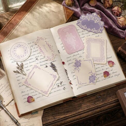 Vintage Scrapbook Paper Set, 120 Pcs Decorative Craft Paper for Junk Journaling, Scrapbooking Supplies Kit with Embossed Patterns, 4 Colors Cardstock for DIY Projects (Blue Pink Purple Green) in Saudi Arabia