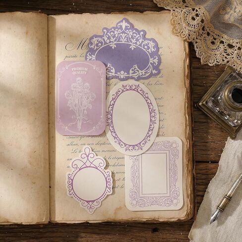 Vintage Scrapbook Paper Set, 120 Pcs Decorative Craft Paper for Junk Journaling, Scrapbooking Supplies Kit with Embossed Patterns, 4 Colors Cardstock for DIY Projects (Blue Pink Purple Green) in Saudi Arabia