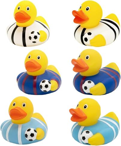 The Dreidel Company Soccer Rubber Duck Toy Sports Duckies for Kids, Bath Birthday Gifts Baby Showers Classroom Summer Beach and Pool Activity, 2" (6-Pack) in Saudi Arabia
