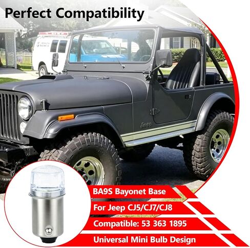 16-Pack Speedometer LED Bulb Replacement Kit for Jeep CJ5 CJ7 CJ8 | BA9S Mini Bayonet Base | 8 White 4 Green 4 Red Bulbs | Improves Dashboard Visibility in Saudi Arabia