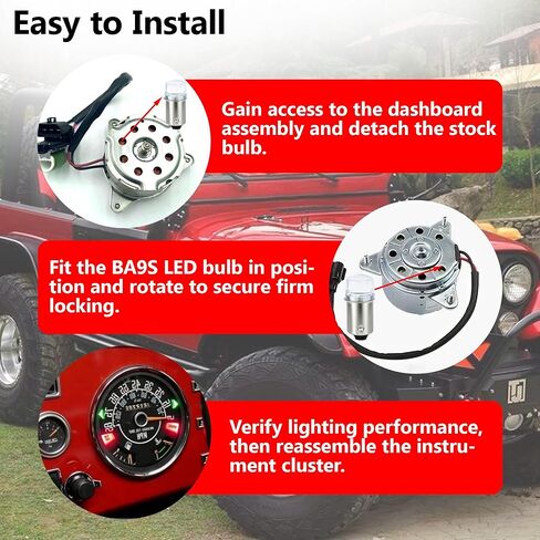 16-Pack Speedometer LED Bulb Replacement Kit for Jeep CJ5 CJ7 CJ8 | BA9S Mini Bayonet Base | 8 White 4 Green 4 Red Bulbs | Improves Dashboard Visibility in Saudi Arabia