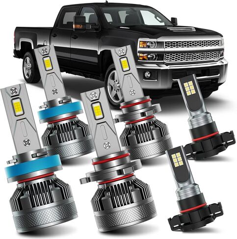 AWALITED fits for 2015-2019 Chevy Silverado 2500HD 3500HD lo-hi fog lights combo, 6pcs Plug and Play 300% Super Bright White Powersports silverado Lights Blubs in Kuwait