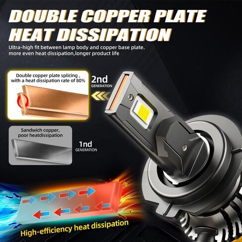 Compatible For Jeep Compass 2011-2021 High Low Beam Lights Bulbs, 30000LM 800% Brightness Light Bulbs, 6000K White, With Fan, Canbus Ready, 50000+ Hours Lifespan, Plug and Play, Pack of 4 in Kuwait
