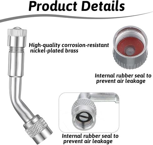 6Pcs Metal Tire Valve Extensions, Valve Stem Extenders, 45 90 135 Degree, Schrader Valve Extenders Kit for Dual Wheels, RV, Truck, Motorcycle, Bicycle, Trailer (Silver) in Saudi Arabia