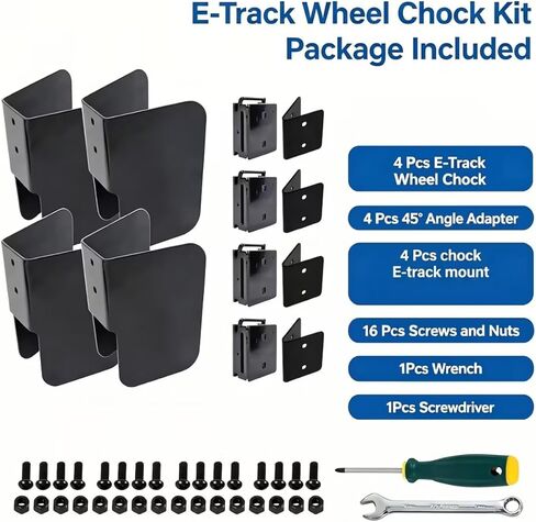 4PCS E-Track Wheel Chock for E-Track System, E-Track Motorcycle Wheel Chock for Dirt Bikes Supports Tires up to 6 inch Wide, E-Track Accessories for Motorcycle, Enclosed Trailer, Garages Trailers in Saudi Arabia