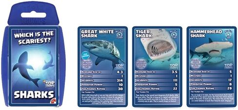لعبة بطاقات Top Trumps Sharks - ألعاب تعليمية عائلية للأطفال والكبار لأكثر من لاعبين - ألعاب حرب الأطفال للعائلات من 6 أطفال فما فوق in Kuwait