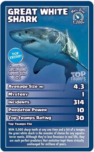 لعبة بطاقات Top Trumps Sharks - ألعاب تعليمية عائلية للأطفال والكبار لأكثر من لاعبين - ألعاب حرب الأطفال للعائلات من 6 أطفال فما فوق in Kuwait