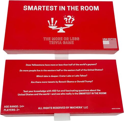 Smartest in THE Room Trivia Card Game for Adults & Families with 450 Fun Questions, Ideal for Travel, Families, Game Night in Saudi Arabia