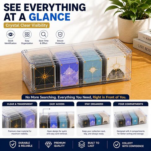 Acrylic Trading Card Storage Box, Can Hold 560 Top Loaders Or 2500 MTG Cards, Sixteen Compartments, Suitable for MTG, PTCG, YGO, Sports Cards. in Saudi Arabia