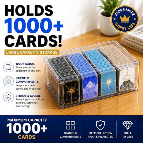 Acrylic Trading Card Storage Box, Can Hold 560 Top Loaders Or 2500 MTG Cards, Sixteen Compartments, Suitable for MTG, PTCG, YGO, Sports Cards. in Saudi Arabia