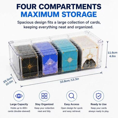 Acrylic Trading Card Storage Box, Can Hold 560 Top Loaders Or 2500 MTG Cards, Sixteen Compartments, Suitable for MTG, PTCG, YGO, Sports Cards. in Saudi Arabia