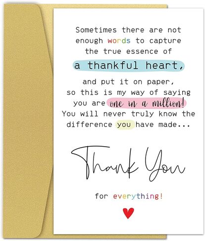Sweet Poem Thank You Card, Funny Appreciation Card Gifts for Friend Coworker Boss Teacher, Goodbye Card for Coworkers Leaving, Retirement Gifts for Women Men-Thank You for Everything in Saudi Arabia