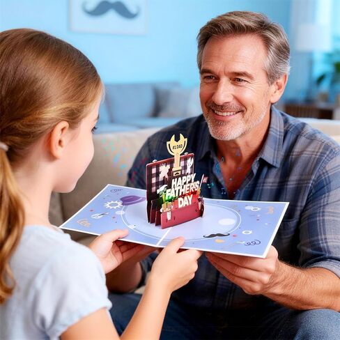 Leopong Father's Day Pop Up Card, Musical & LED Lighted 3D Toolbox,Unique Greeting Gift for Dad/Husband in Saudi Arabia
