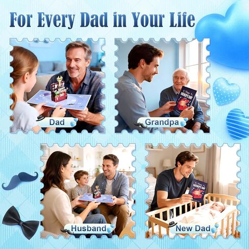 Leopong Father's Day Pop Up Card, Musical & LED Lighted 3D Toolbox,Unique Greeting Gift for Dad/Husband in Saudi Arabia