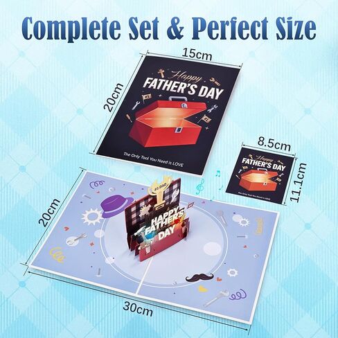 Leopong Father's Day Pop Up Card, Musical & LED Lighted 3D Toolbox,Unique Greeting Gift for Dad/Husband in Saudi Arabia