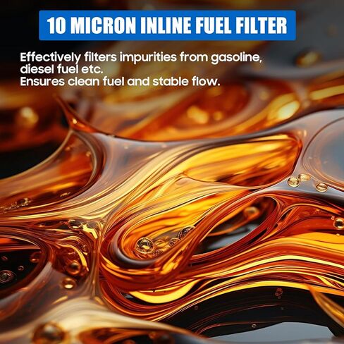 10 Micron Inline Fuel Filter Include 1/2" 3/8" 5/16" Barb Adapter 6Pcs, 6AN 8AN 10AN Adapter 6Pcs, 50MM Universal Bracket Clamp, 10 Micron Filter Replacement Kit in Kuwait