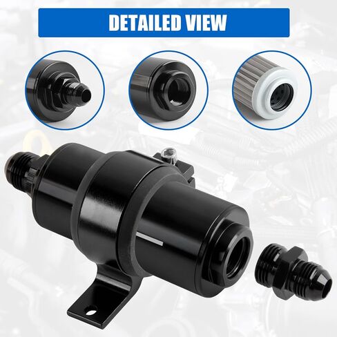 10 Micron Inline Fuel Filter Include 1/2" 3/8" 5/16" Barb Adapter 6Pcs, 6AN 8AN 10AN Adapter 6Pcs, 50MM Universal Bracket Clamp, 10 Micron Filter Replacement Kit in Kuwait