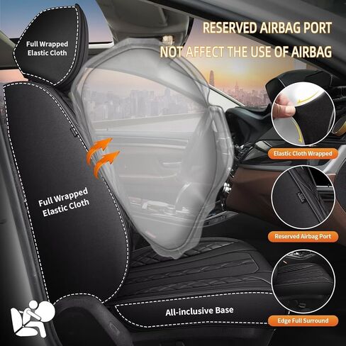 AOMSAZTO Seat Cover Fit for Nissan Pathfinder 2011-2025 2026: Leather Vehicle Cushions Cover Seat Protector 5PCS Seat Covers Waterproof Compatible Airbag, Only Fit for First Two Rows (5 Seats, Black) in Kuwait