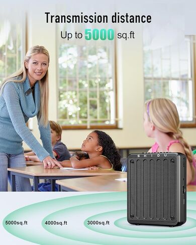 SHIDU Voice Amplifier, Voice Amplifier for Teachers, Portable Voice Amplifier with Headset Microphone, Personal Mini Voice Amplifier for Teachers Tour Guides Classroom Speaking Meetings Yoga (Black) in Saudi Arabia