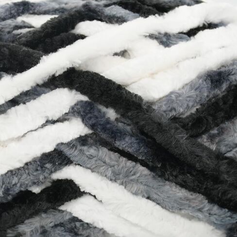 Velvet Chenille Yarn for Crocheting,Rainbow Fluffy Velvet Plush Thick Soft Chunky Chenille Baby Blanket Yarn for Crocheting Knitting Beginners 100g/49.2yd（Black White Grey） in Saudi Arabia
