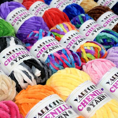 Velvet Chenille Yarn for Crocheting,Rainbow Fluffy Velvet Plush Thick Soft Chunky Chenille Baby Blanket Yarn for Crocheting Knitting Beginners 100g/49.2yd（Black White Grey） in Saudi Arabia