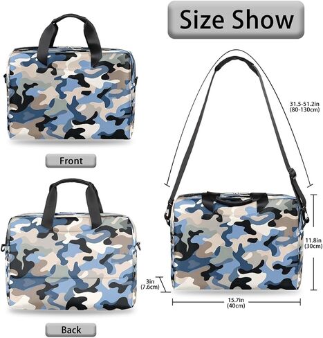 Laptop Bag Blue Grey Black Camo Print Laptop Case Sleeve Messenger Bags with Shoulder Strap Briefcase for Laptop 13 14 14.5 15.6 16 in in Saudi Arabia