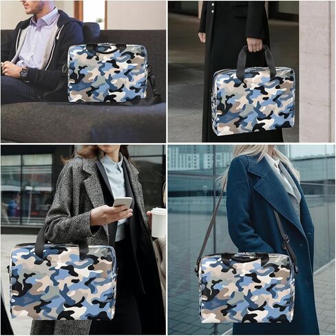 Laptop Bag Blue Grey Black Camo Print Laptop Case Sleeve Messenger Bags with Shoulder Strap Briefcase for Laptop 13 14 14.5 15.6 16 in in Saudi Arabia