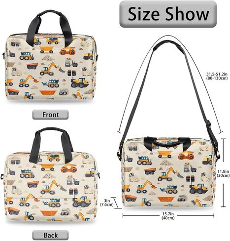 Laptop Bag Cartoon Construction Trucks Diggers Laptop Case Sleeve Messenger Bags with Shoulder Strap Briefcase for Laptop 13 14 14.5 15.6 16 in in Saudi Arabia