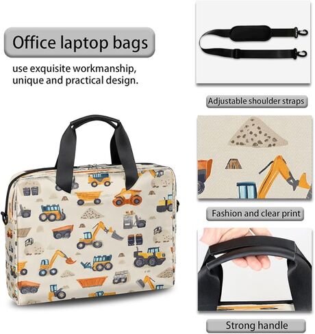 Laptop Bag Cartoon Construction Trucks Diggers Laptop Case Sleeve Messenger Bags with Shoulder Strap Briefcase for Laptop 13 14 14.5 15.6 16 in in Saudi Arabia