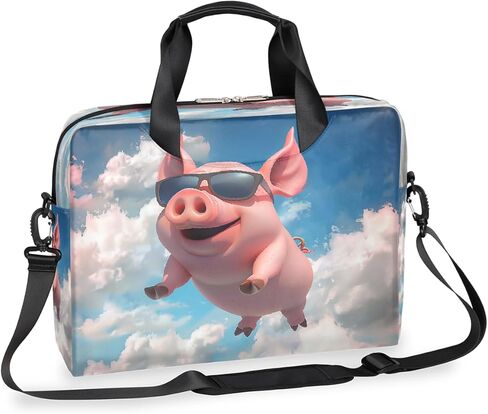 Laptop Bag Cartoon Flying Pig Piggy Laptop Case Sleeve Messenger Bags with Shoulder Strap Briefcase for Laptop 13 14 14.5 15.6 16 in in Saudi Arabia