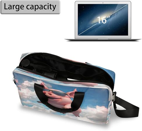 Laptop Bag Cartoon Flying Pig Piggy Laptop Case Sleeve Messenger Bags with Shoulder Strap Briefcase for Laptop 13 14 14.5 15.6 16 in in Saudi Arabia