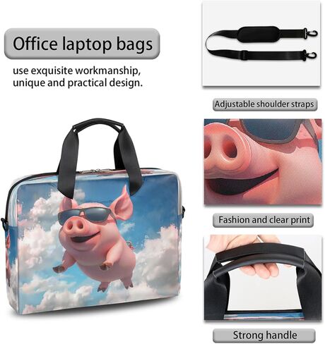 Laptop Bag Cartoon Flying Pig Piggy Laptop Case Sleeve Messenger Bags with Shoulder Strap Briefcase for Laptop 13 14 14.5 15.6 16 in in Saudi Arabia