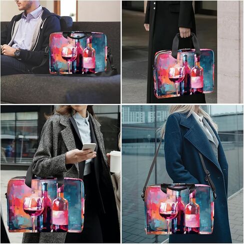 Laptop Bag Oil Painting Red Wine Bottles Laptop Case Sleeve Messenger Bags with Shoulder Strap Briefcase for Laptop 13 14 14.5 15.6 16 in in Saudi Arabia