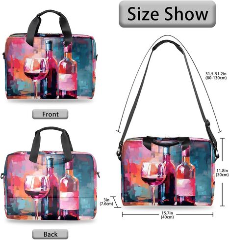 Laptop Bag Oil Painting Red Wine Bottles Laptop Case Sleeve Messenger Bags with Shoulder Strap Briefcase for Laptop 13 14 14.5 15.6 16 in in Saudi Arabia