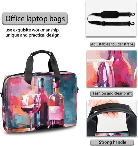Laptop Bag Oil Painting Red Wine Bottles Laptop Case Sleeve Messenger Bags with Shoulder Strap Briefcase for Laptop 13 14 14.5 15.6 16 in in Saudi Arabia