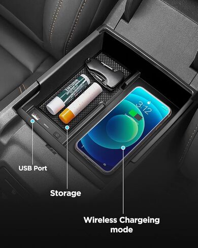 Wireless Charger/Center Console Organizer Tray for Ford Bronco 2021-2024, Car Accessories Wireless Phone Charging Pad for Ford Bronco 2021 2022 2023 2024, Not for 2025 Models in Saudi Arabia