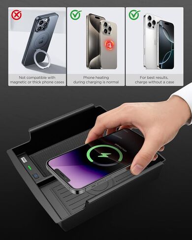 Wireless Charger/Center Console Organizer Tray for Ford Bronco 2021-2024, Car Accessories Wireless Phone Charging Pad for Ford Bronco 2021 2022 2023 2024, Not for 2025 Models in Saudi Arabia