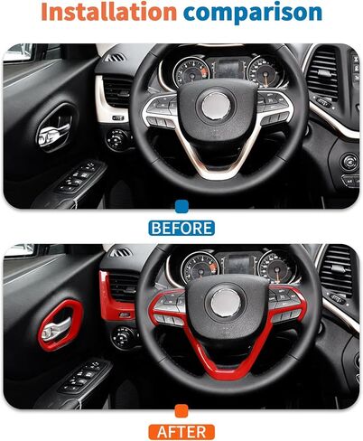 JeCar 9pcs Set Red Interior Trim Kit for 2014-2018 Jeep Cherokee Interior Accessories in Kuwait