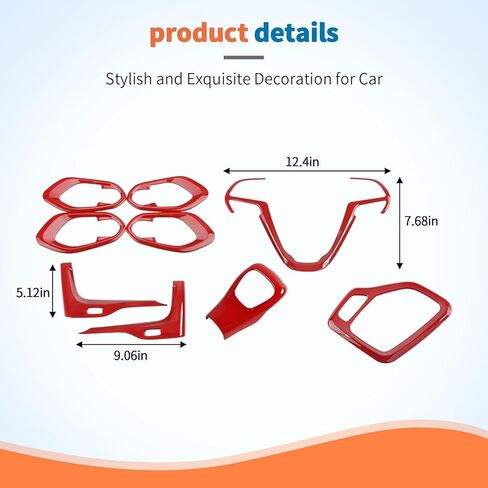 JeCar 9pcs Set Red Interior Trim Kit for 2014-2018 Jeep Cherokee Interior Accessories in Kuwait
