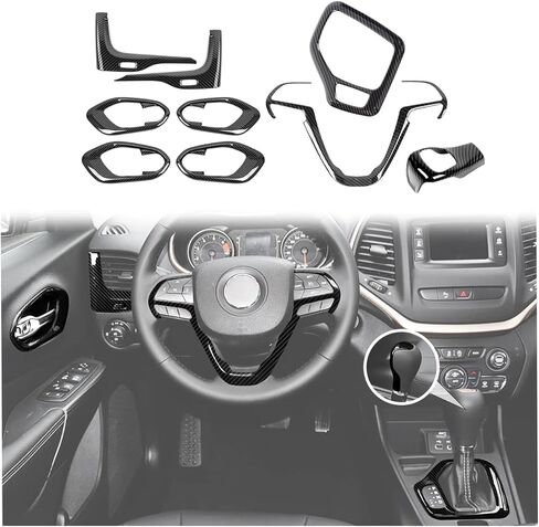 JeCar 9pcs Set Red Interior Trim Kit for 2014-2018 Jeep Cherokee Interior Accessories in Kuwait