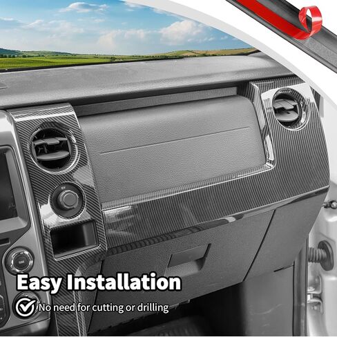 JWWY طقم الكسوة الداخلية من ألياف الكربون لـ 2009-2014 Ford F150 Raptor وحدة التحكم المركزية لوحة القيادة لوحة الأدوات الملحقات الداخلية 7 قطعة in Kuwait