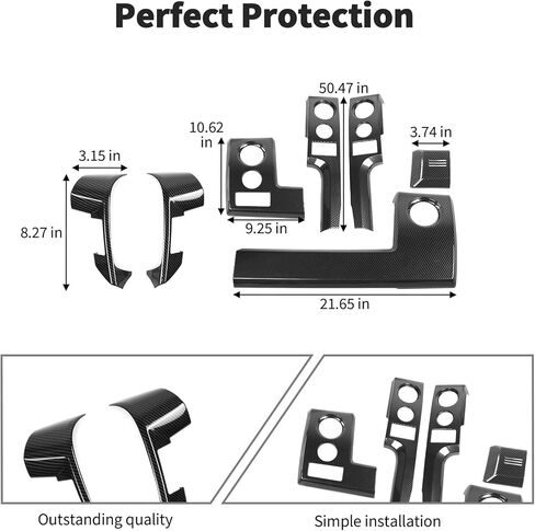 JWWY طقم الكسوة الداخلية من ألياف الكربون لـ 2009-2014 Ford F150 Raptor وحدة التحكم المركزية لوحة القيادة لوحة الأدوات الملحقات الداخلية 7 قطعة in Kuwait